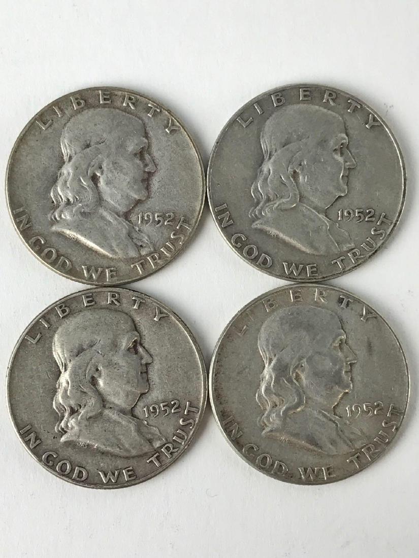 Lot Of Four 1952 Franklin Half Dollar Coins (1 of 3)