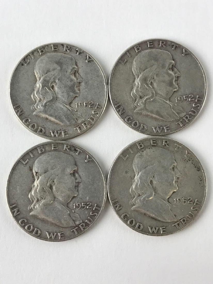 Lot Of Four 1952 Franklin Half Dollar Coins (1 of 3)