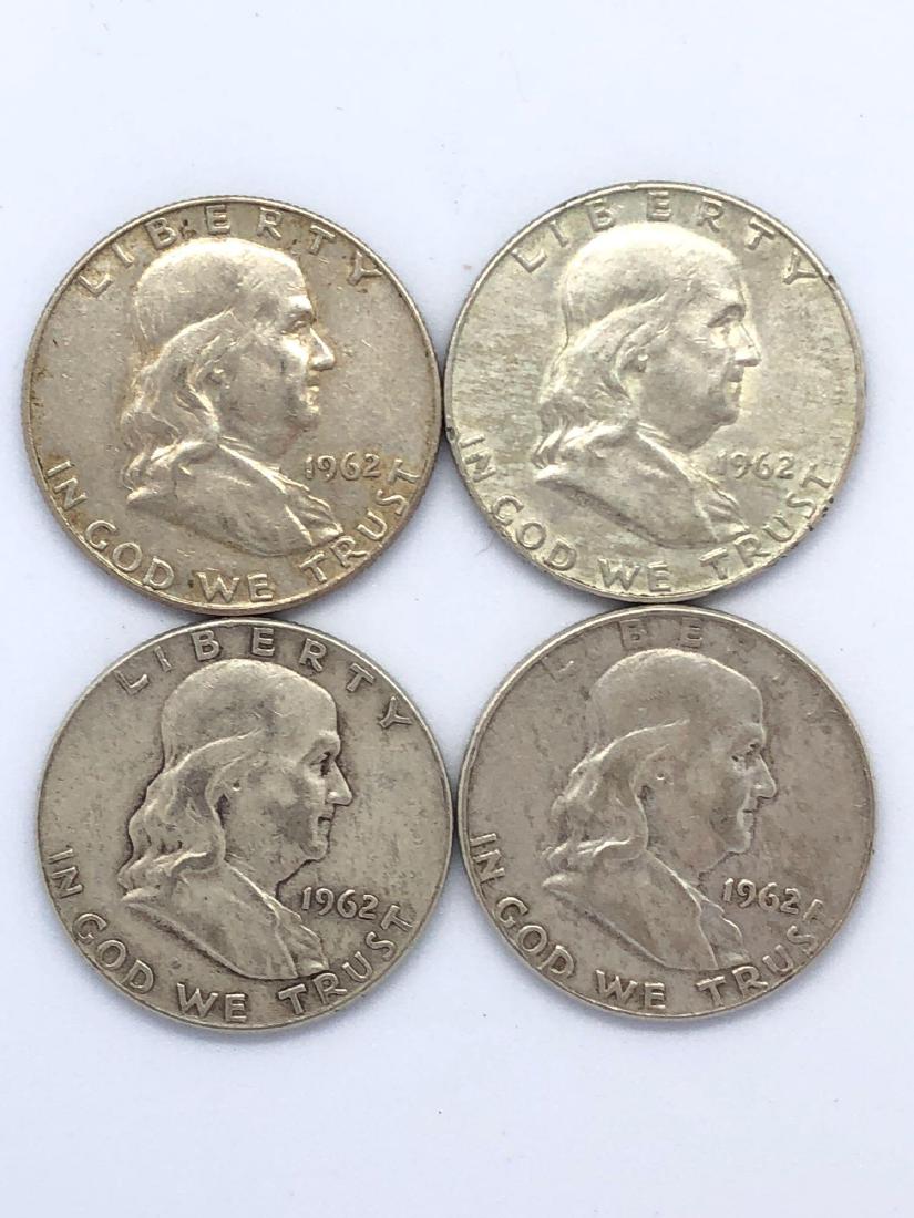 Lot Of Four 1962 Franklin Half Dollar Coins (1 of 2)
