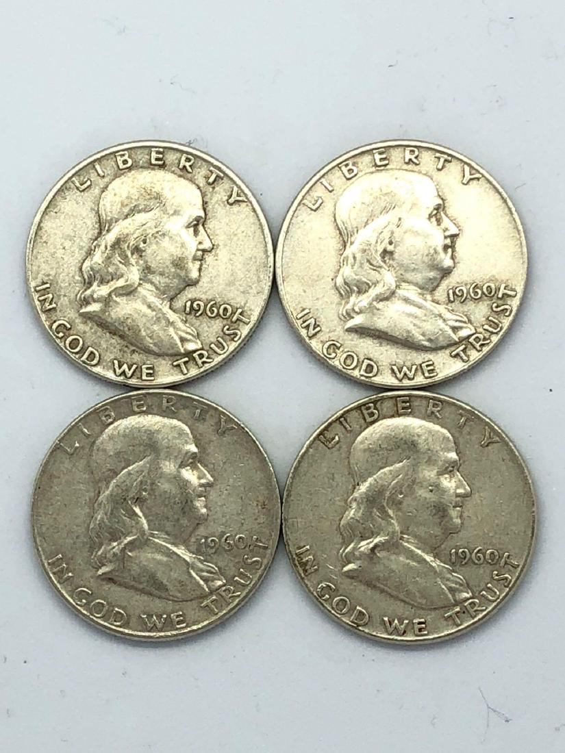 Lot Of Four 1960 Franklin Half Dollar Coins (1 of 2)