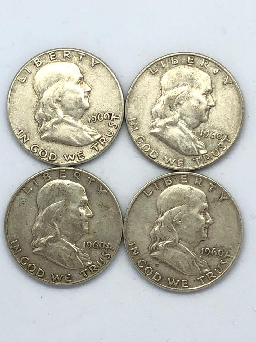 Lot Of Four 1960 Franklin Half Dollar Coins (1 of 2)