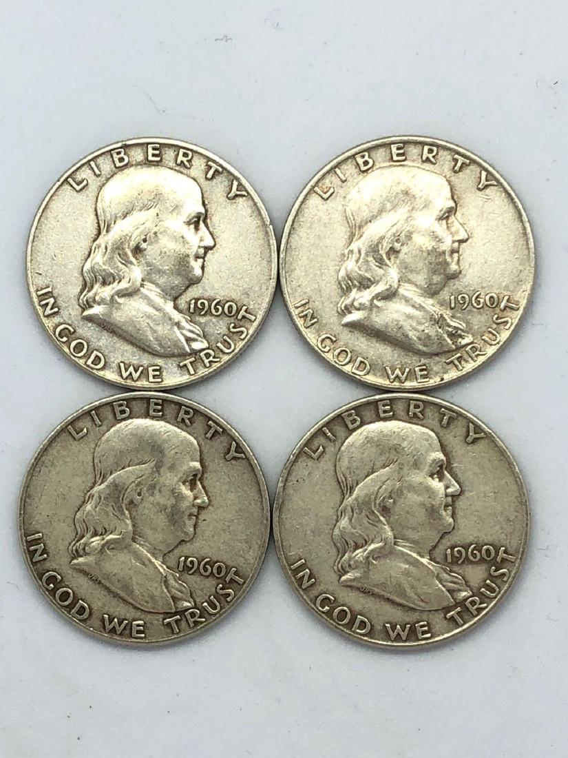 Lot Of Four 1960 Franklin Half Dollar Coins (1 of 2)