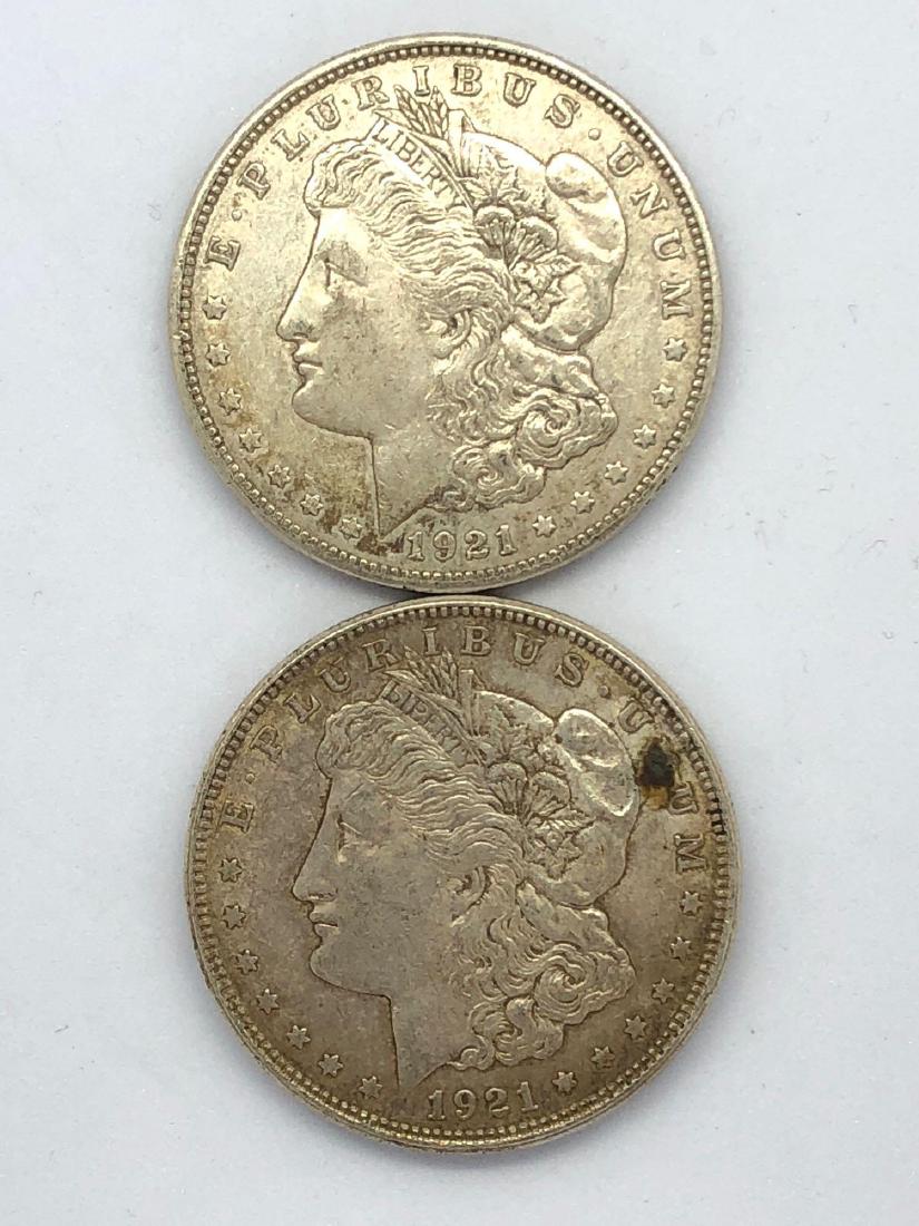 Lot Of Two 1921 Morgan Silver Dollar Coins D-Mint (1 of 2)