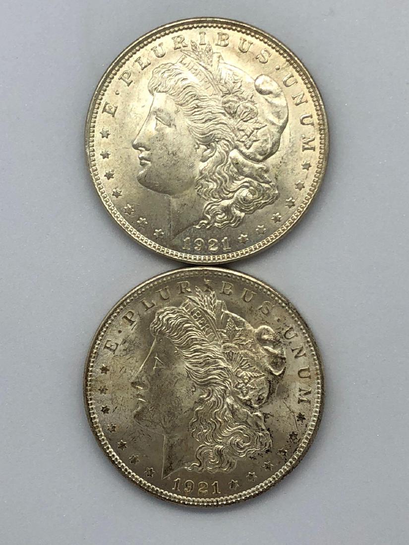 Lot Of Two 1921 Morgan Silver Dollar Coins P-Mint (1 of 2)