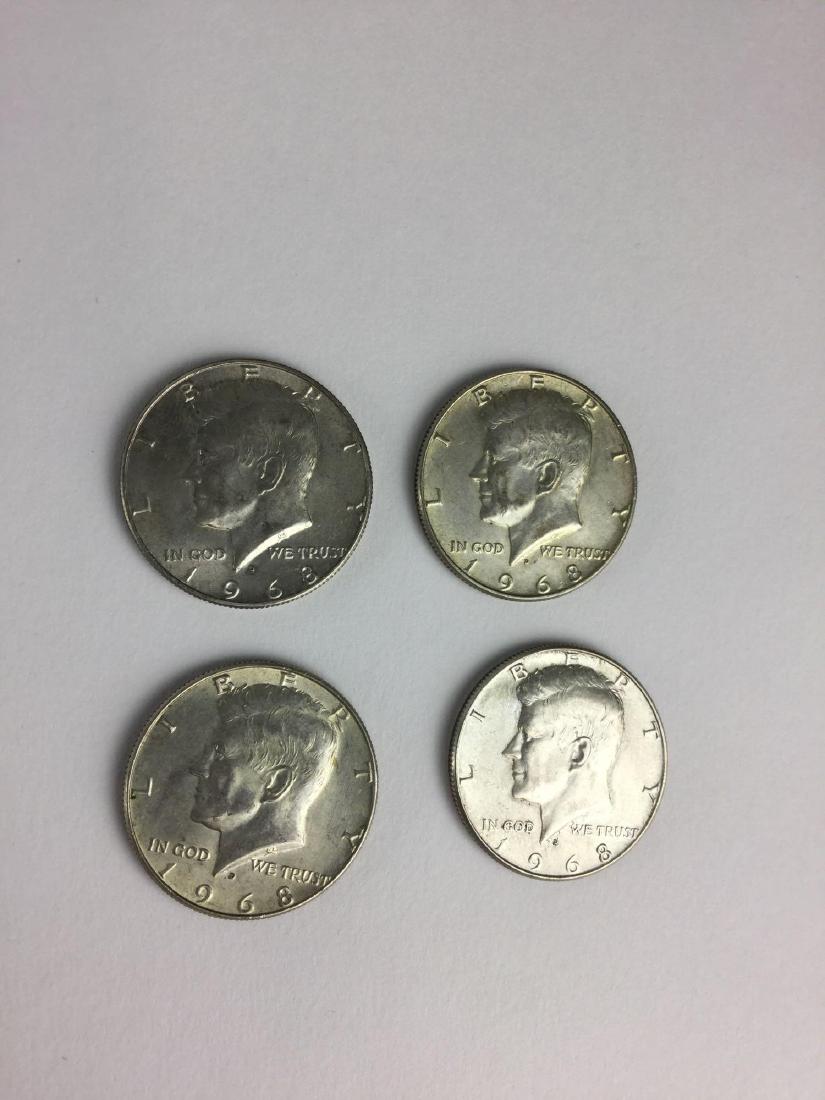Lot of Four 1968 Kennedy Half Dollar (1 of 2)