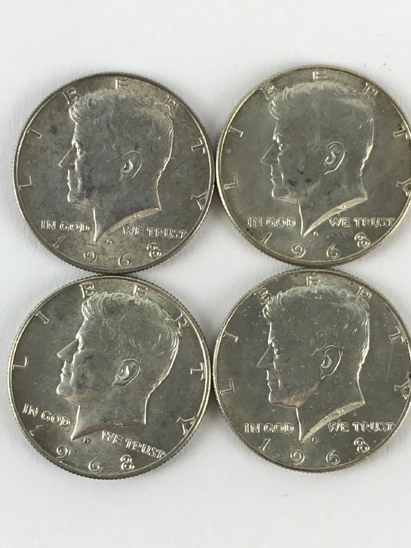 Lot Of Four 1968 Kennedy Half Dollar Coins (1 of 4)