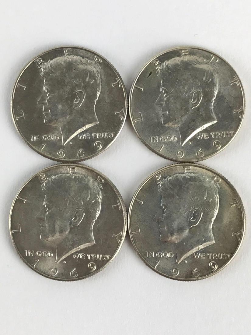 Lot Of Four 1969 Kennedy Half Dollar Coins (1 of 3)