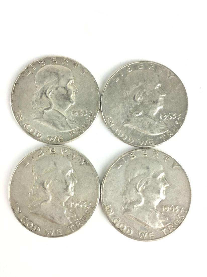 Lot of Four 1963 Franklin Half Dollars (1 of 3)