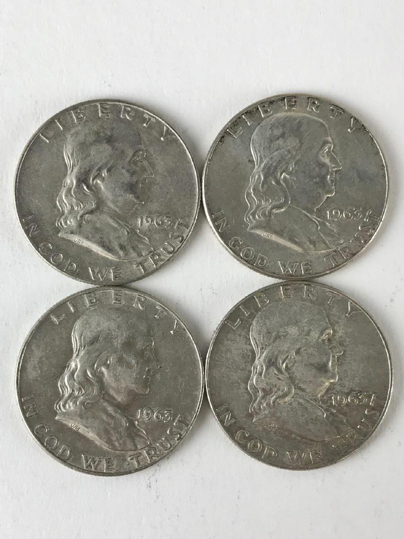 Lot Of Four 1963 Franklin Half Dollar Coins (1 of 3)
