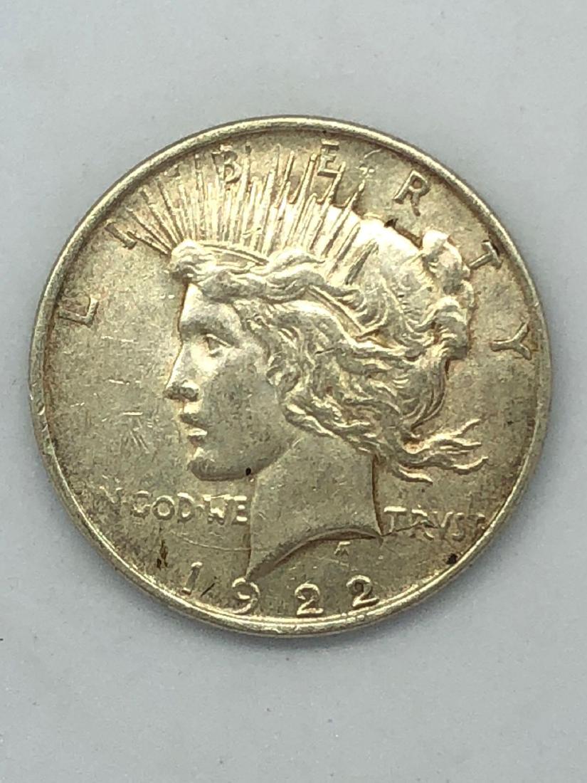Lot Of One 1922 Peace Silver Dollar Coins D-Mint (1 of 2)