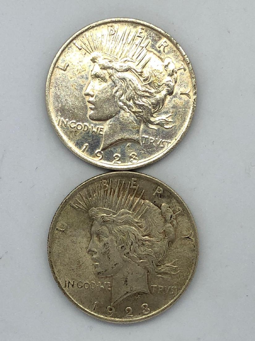 Lot Of Two 1923 Peace Silver Dollar Coins P-Mint (1 of 2)