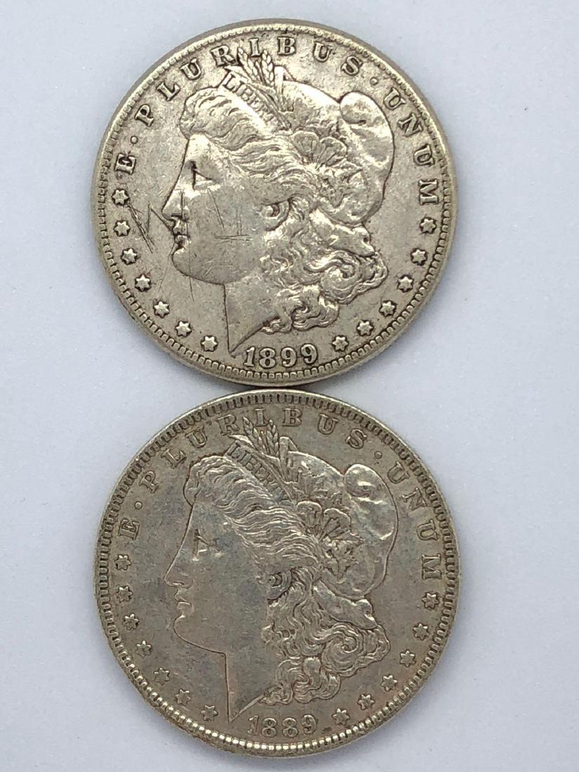 Lot Of Two 1889 Morgan Silver Dollar Coins O-Mint (1 of 2)