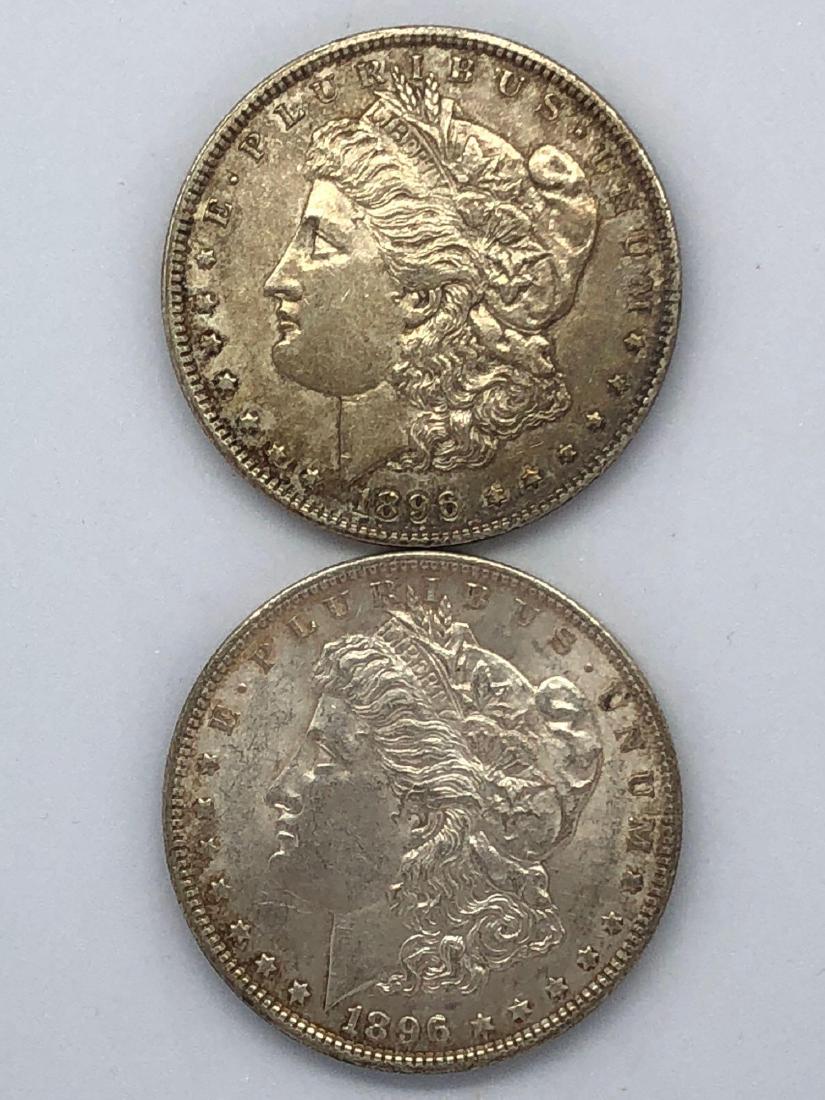 Lot Of Two 1896 Morgan Silver Dollar Coins P-Mint (1 of 2)