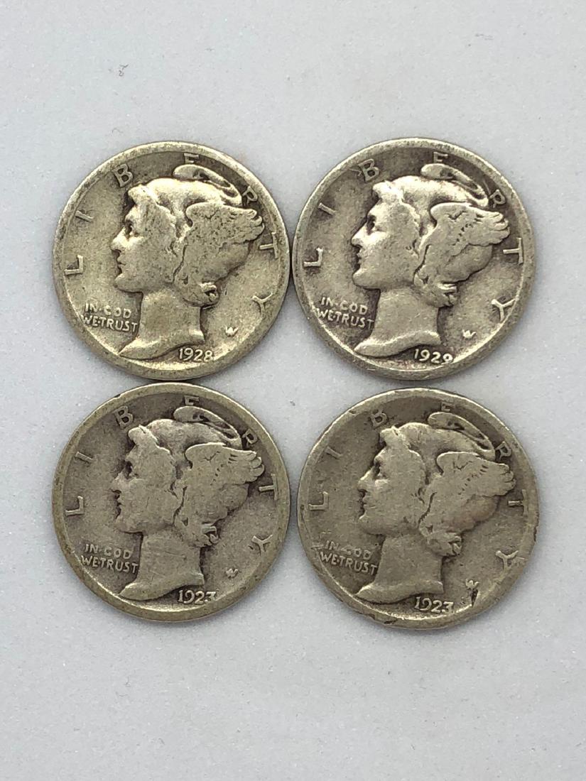 Lot Of Four 1920s Mercury Dime Coins (1 of 2)