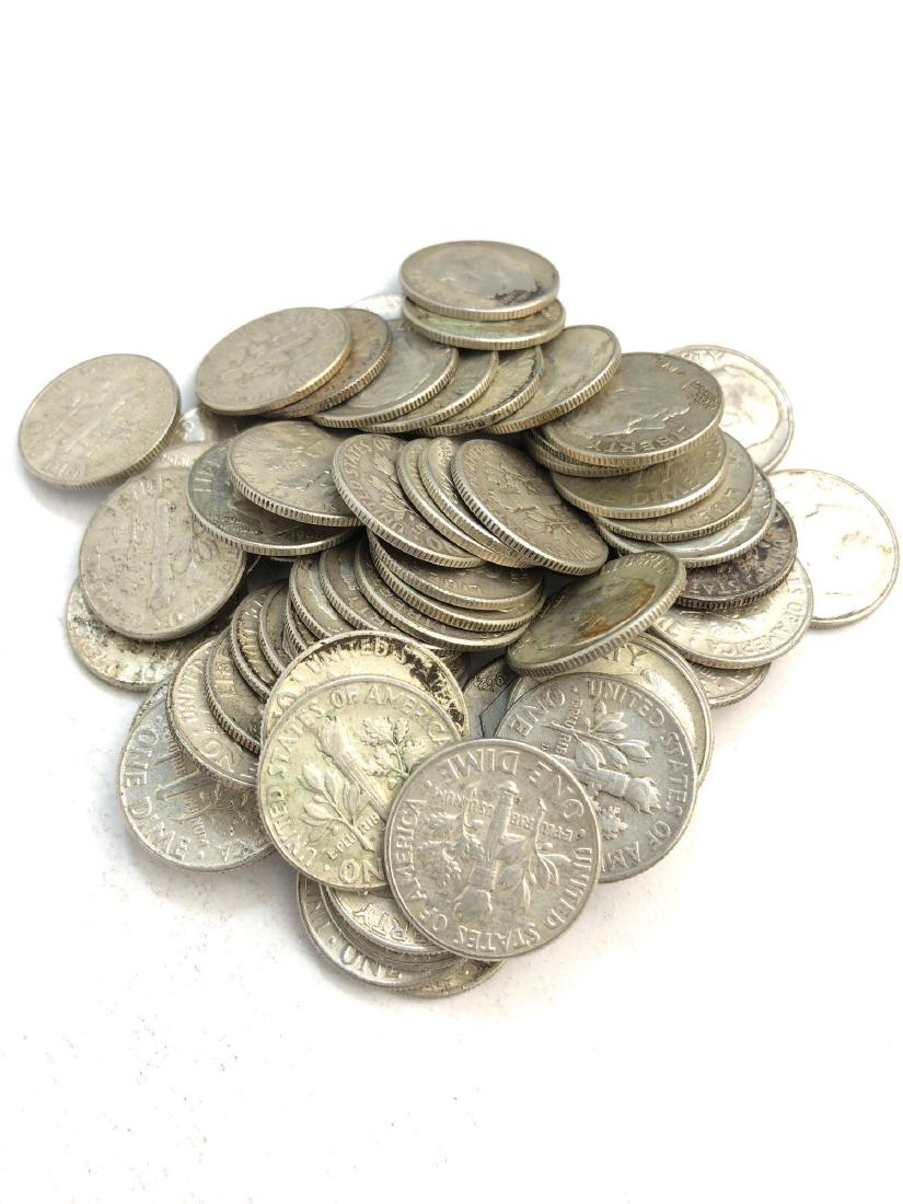 Lot Of 43 1960-1964 Roosevelt Silver Dimes Coins (1 of 2)