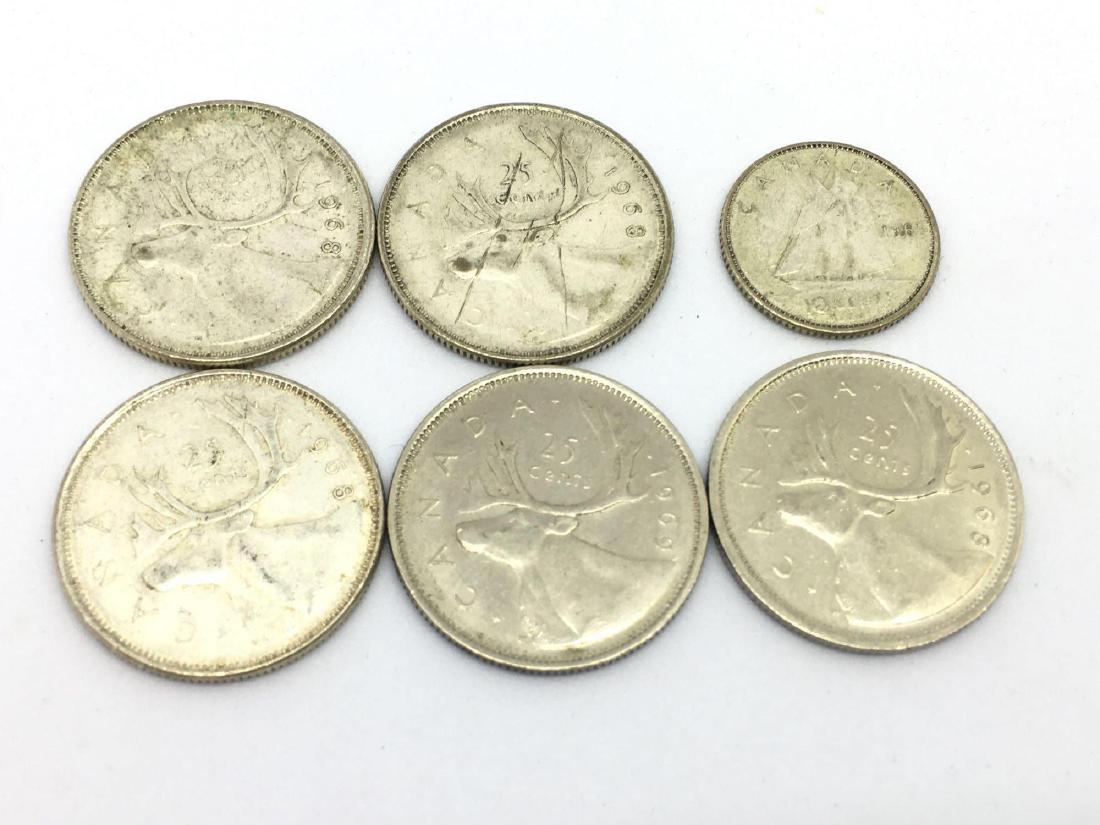 Lot of 6 1960s Canadian Silver Quarter & Dime (1 of 3)