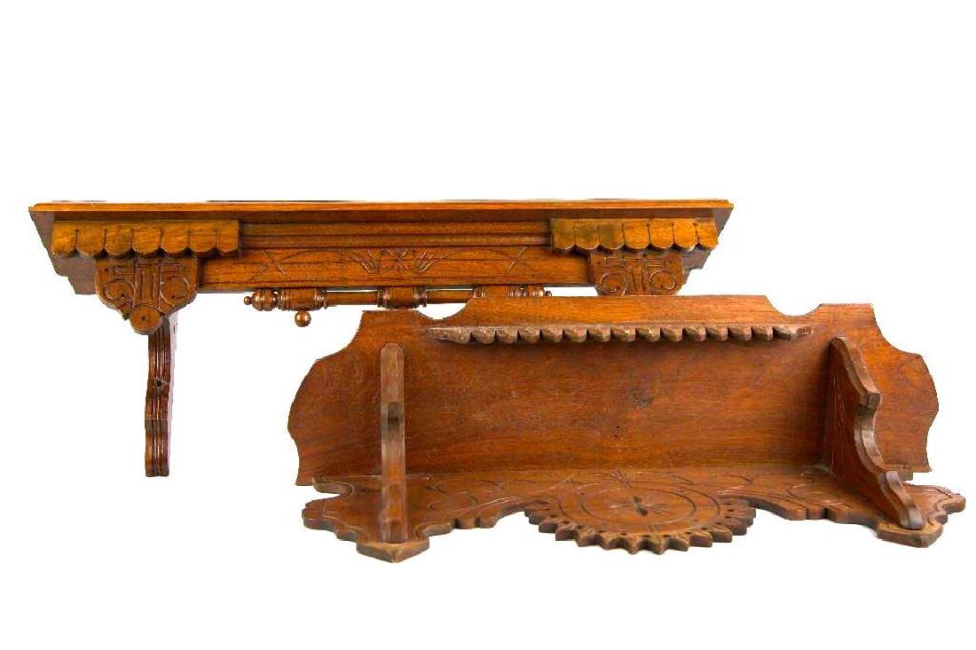 Pair of Antique Carved Wood Wall Shelves (1 of 9)