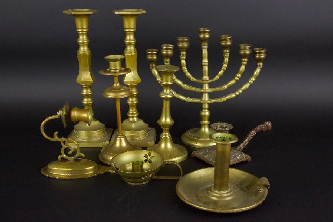Antique Brass Candle Holders with Menorah (1 of 5)
