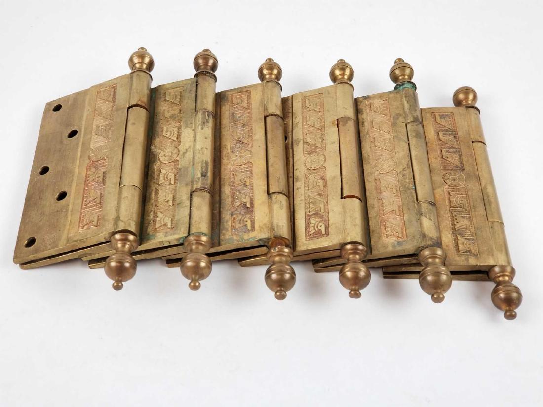 Set of 6 Brass Aztec-Deco Door Hinges: 2.5" x 5", 1.2lbs ea, Set of 6 Brass Aztec-Deco brass door Hinges Brass door hinges.