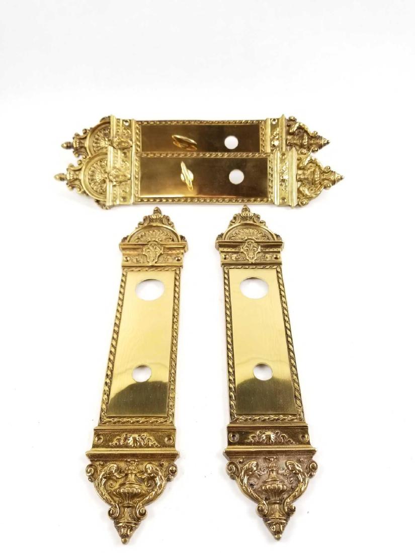 Two sets of Cast Brass Door knob Plates (1 of 6)