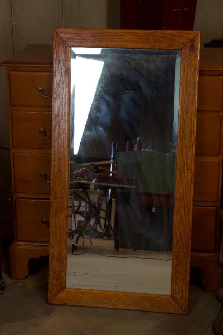 Antique Tall Oak Mirror (1 of 6)