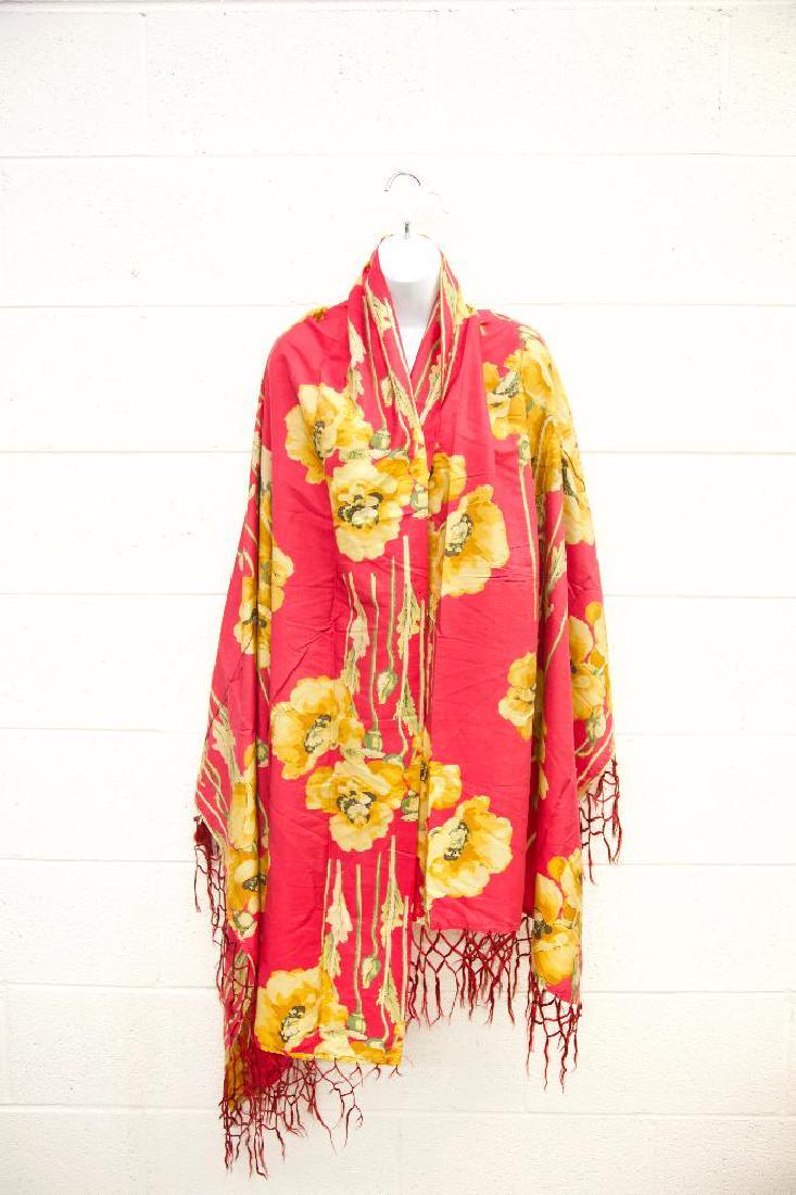 Antique Piano Shawl with Poppy Pattern and Silk fringe (1 of 4)