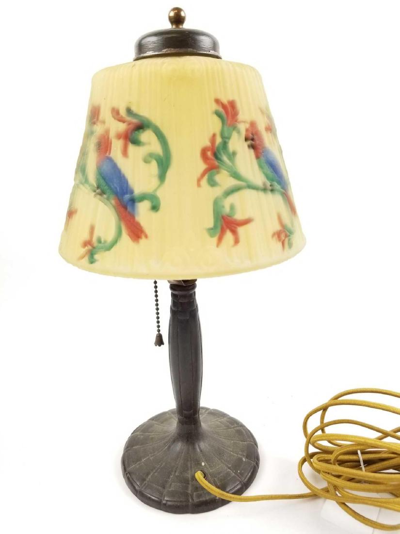 Antique Cast Iron Lamp with Hand Painted Shade (1 of 5)
