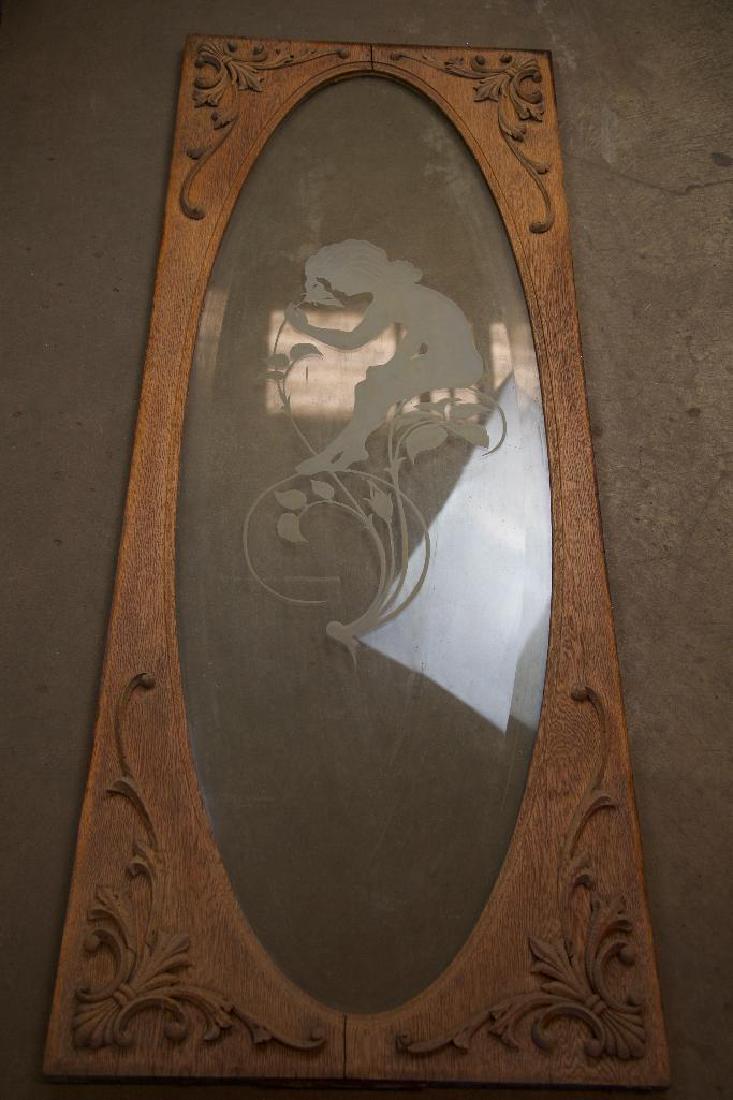 Antique Art Nouveau Etched Glass Window (1 of 7)