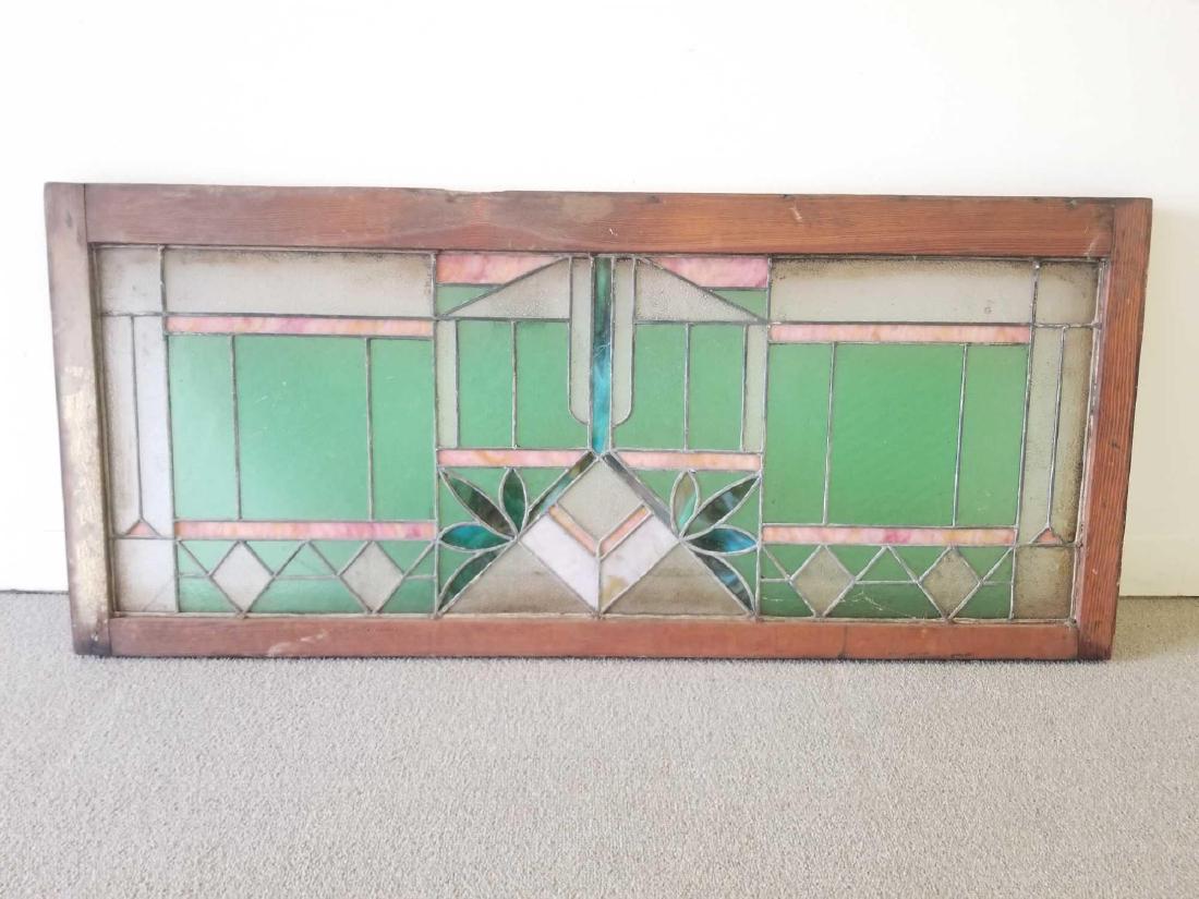 Antique Leaded Stained Glass Window in Frame (1 of 6)
