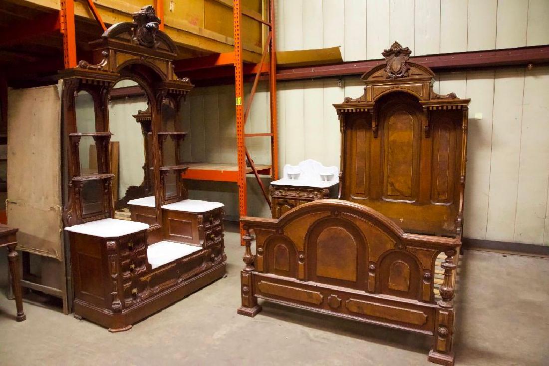 Victorian Carved Walnut 3 Pc. Marble Top Bedroom (1 of 8)