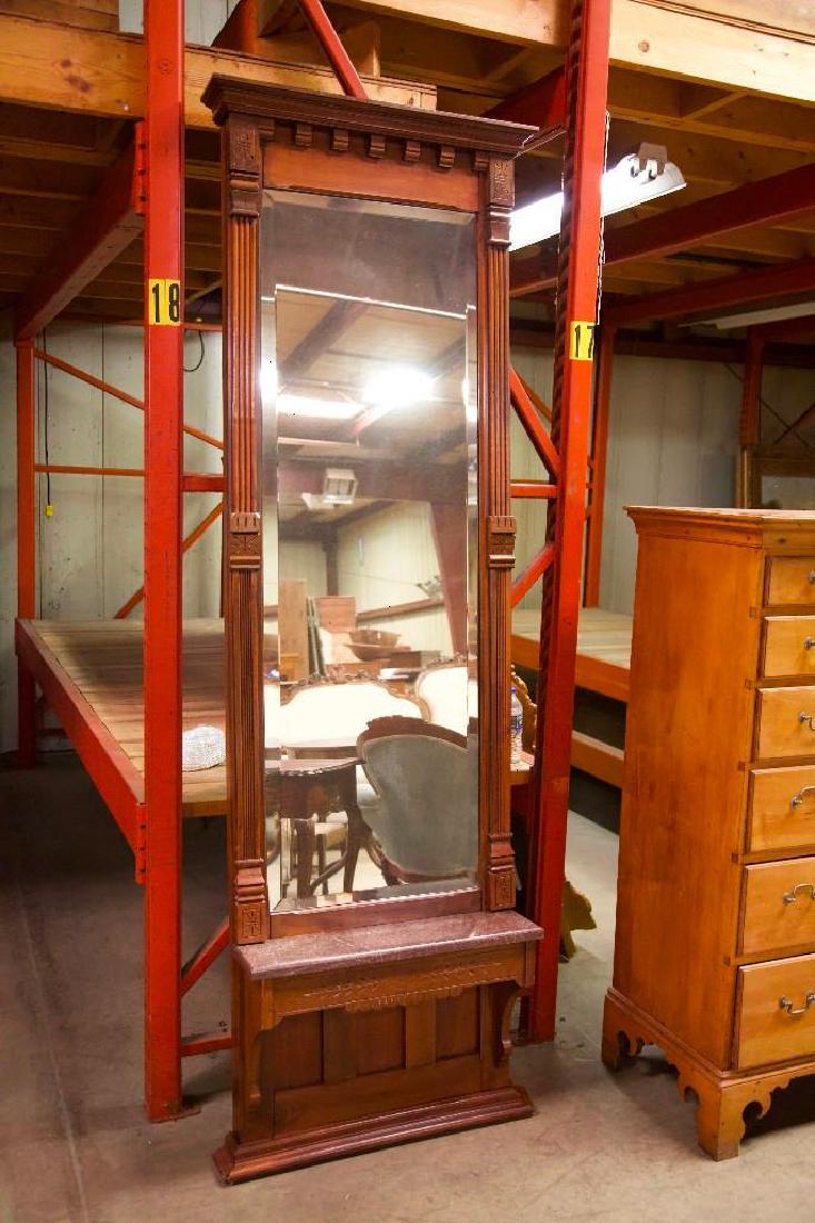 Antique Eastlake Hall Mirror with Marble Shelf (1 of 5)