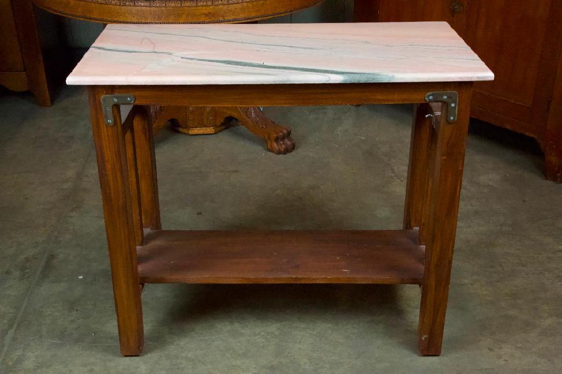 Antique Marble Topped Arts and Crafts Table (1 of 7)