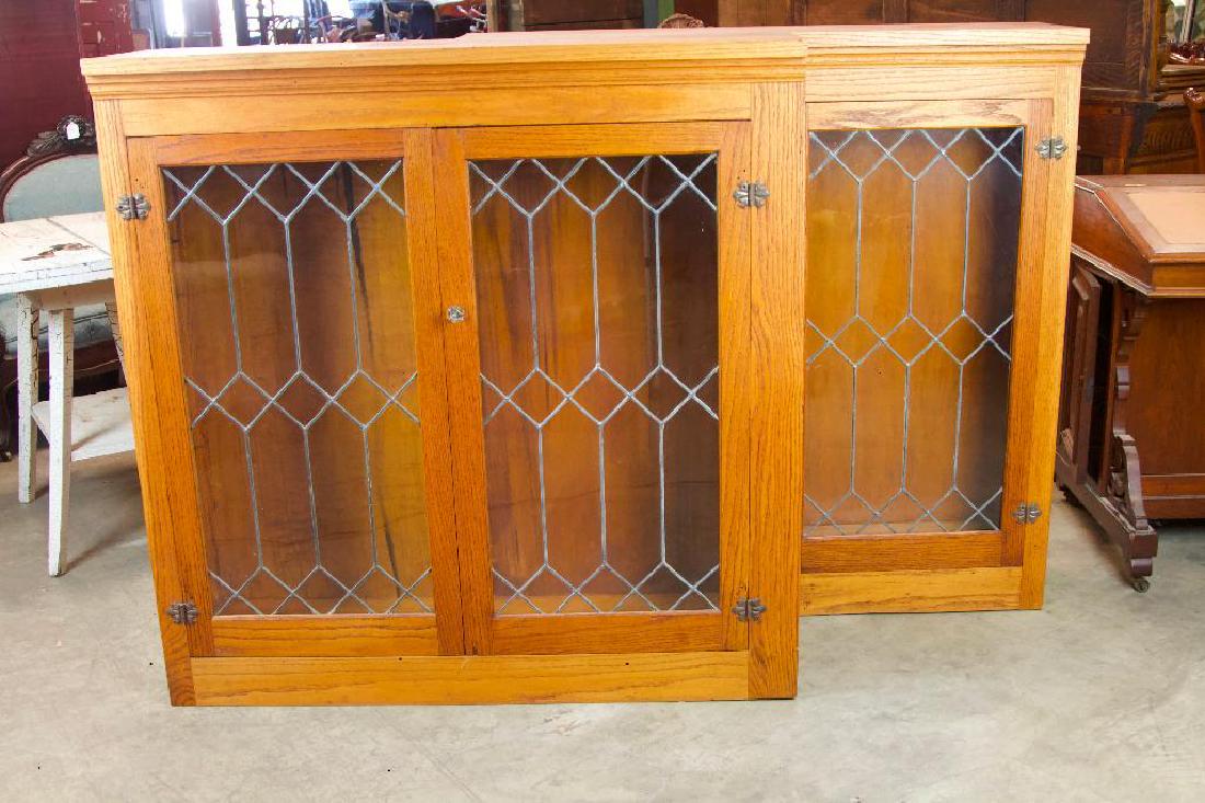 Antique Oak Book Cases with Leaded Glass Doors (1 of 10)