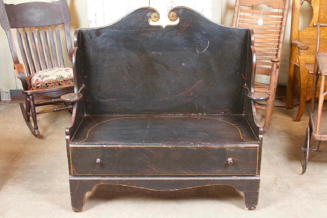 Antique Sweetheart Style Bench with Drawer (1 of 7)