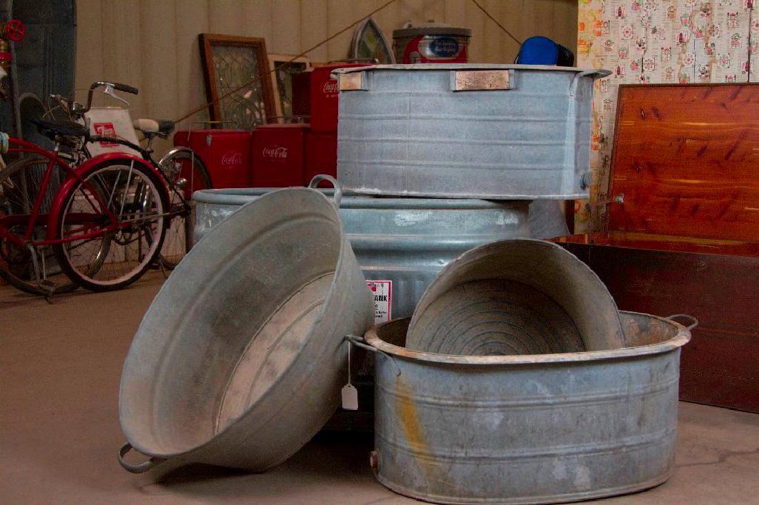 Lot of 5 Large Galvanized Tubs (1 of 7)