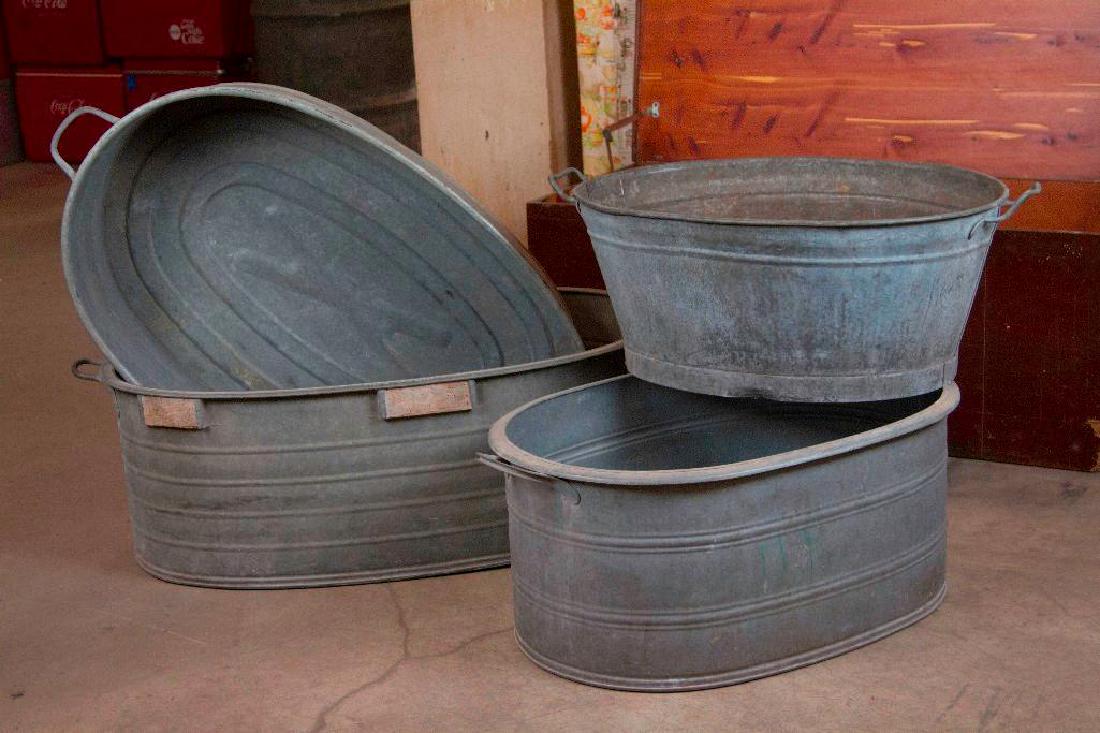 Lot of 4 Galvanized Tubs (1 of 7)