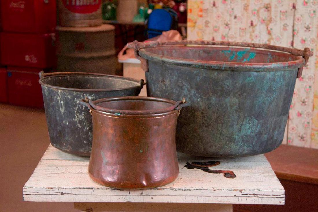 Lot of 3 Copper Cauldrons (1 of 7)
