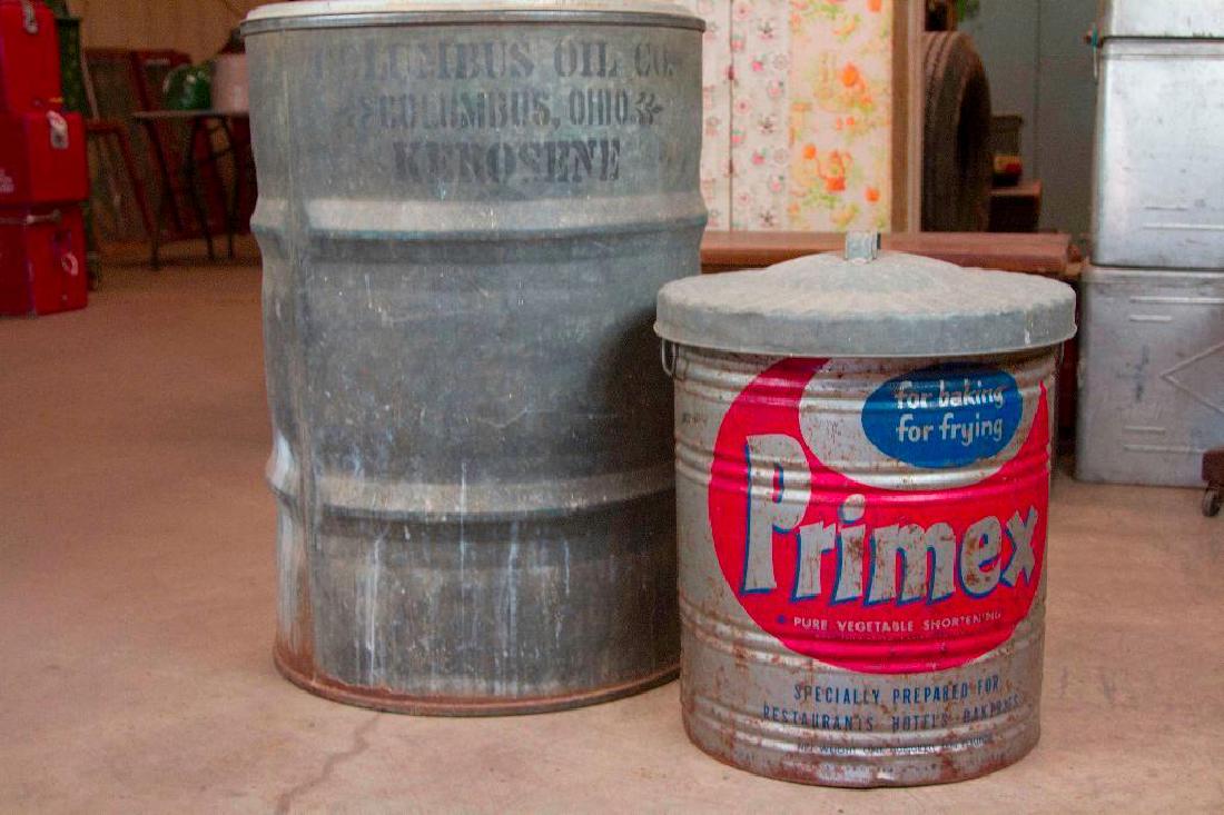 Pair of Large Drum Trash Cans (1 of 7)