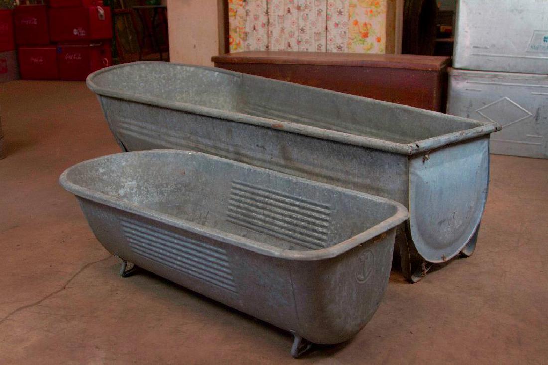 Pair of Galvanized Steel Cowboy Bathtubs (1 of 6)