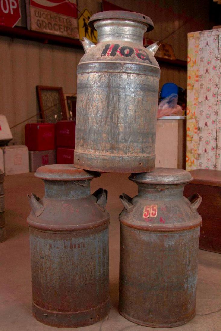 Lot of 3 Large Antique Milk Cans (1 of 7)