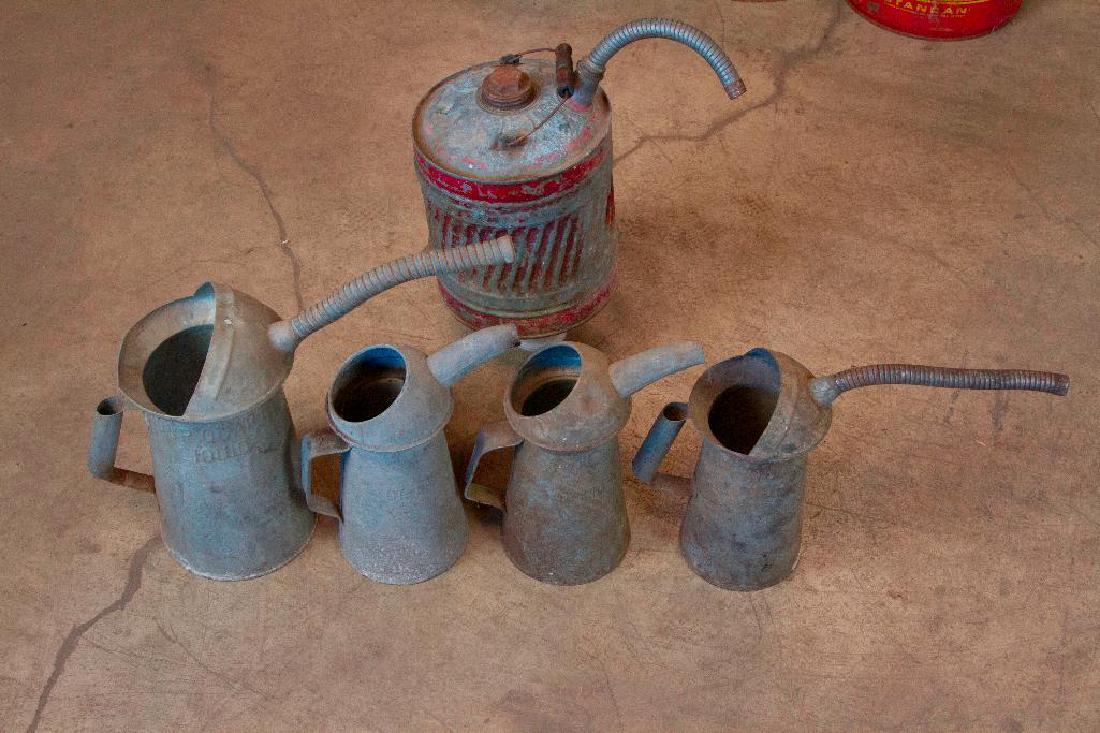 Five Antique Kerosene Oil Filler Cans (1 of 6)