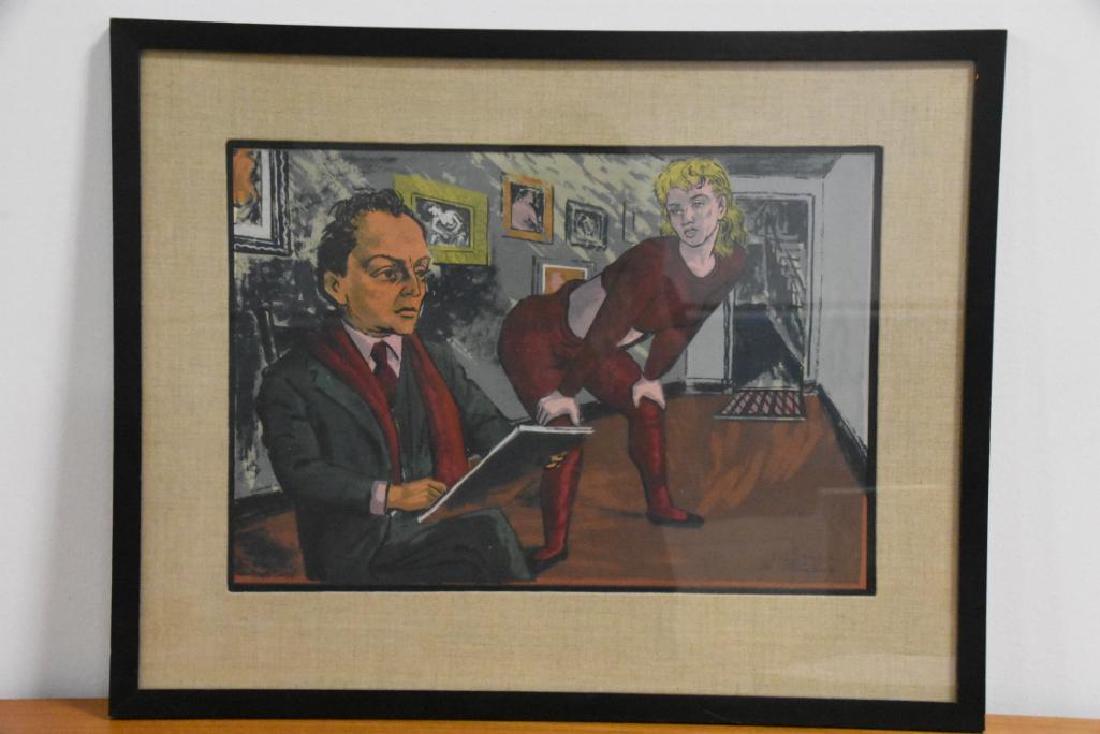 Harry Sternberg, 'Moses Soyer' 1944 Screenprint: Harry Sternberg, 'Moses Soyer' 1944 Screenprint. 17" x 11.75" With Frame 23" x 18.25"