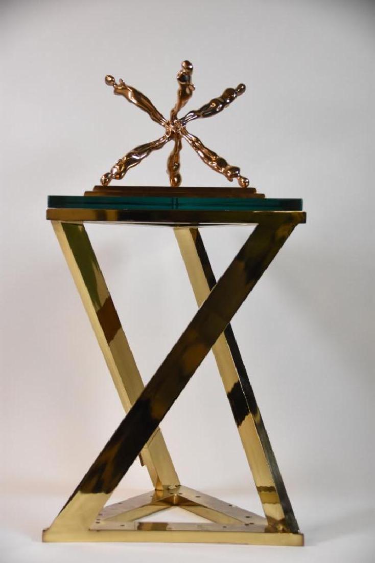 Ernest Trova Walking Jackman Bronze 1986: Ernest Trova Walking Jackman Bronze 1986. 18/99. This comes with a brass stand and triangle cut glass that the sculptor came with. Ernest Trova (1927-2009), "Walking Jackman," 1986, signed underside o