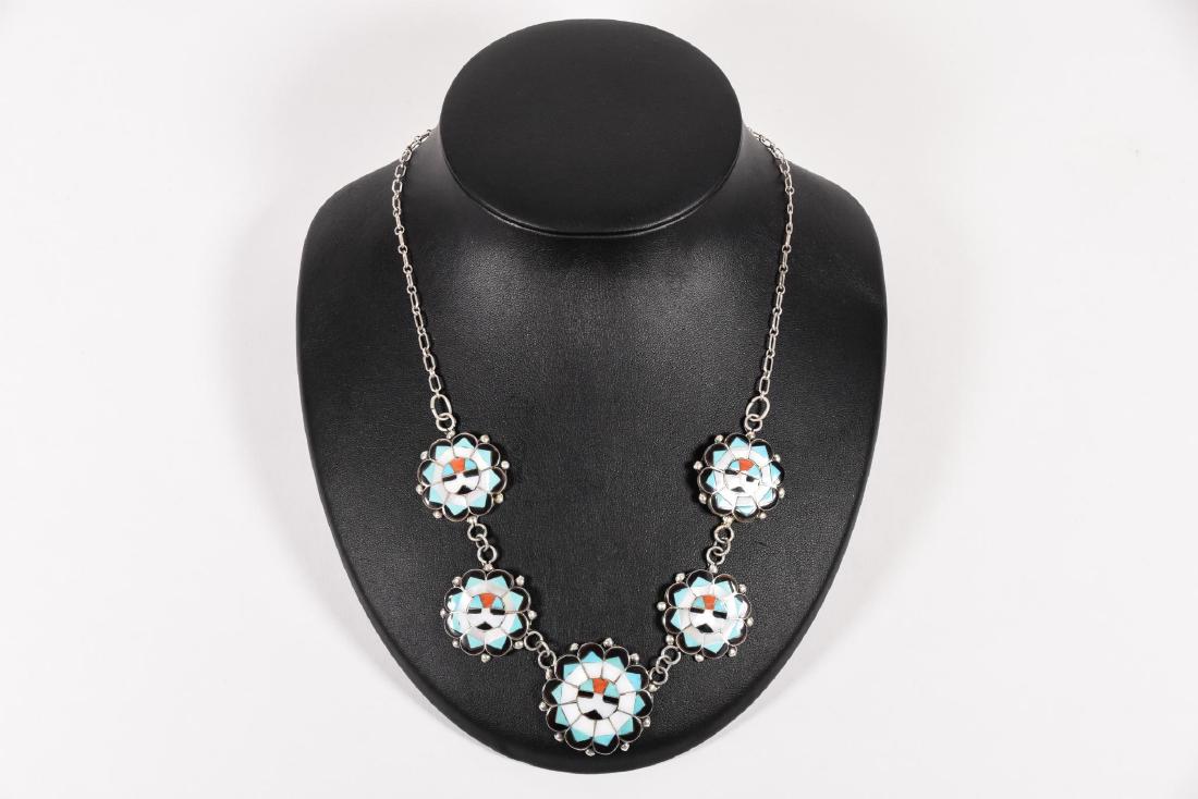 Traditional Sunface Zuni Inlay Necklace (1 of 7)