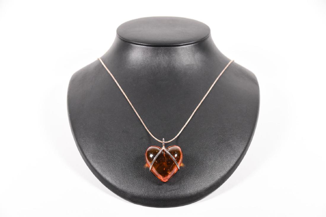 Amber Heart Necklace on Sterling Silver Chain (1 of 6)