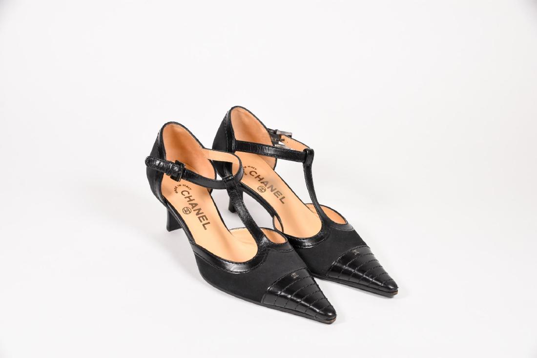 Chanel Suede T-Strap Pointed-toe Pumps (1 of 5)