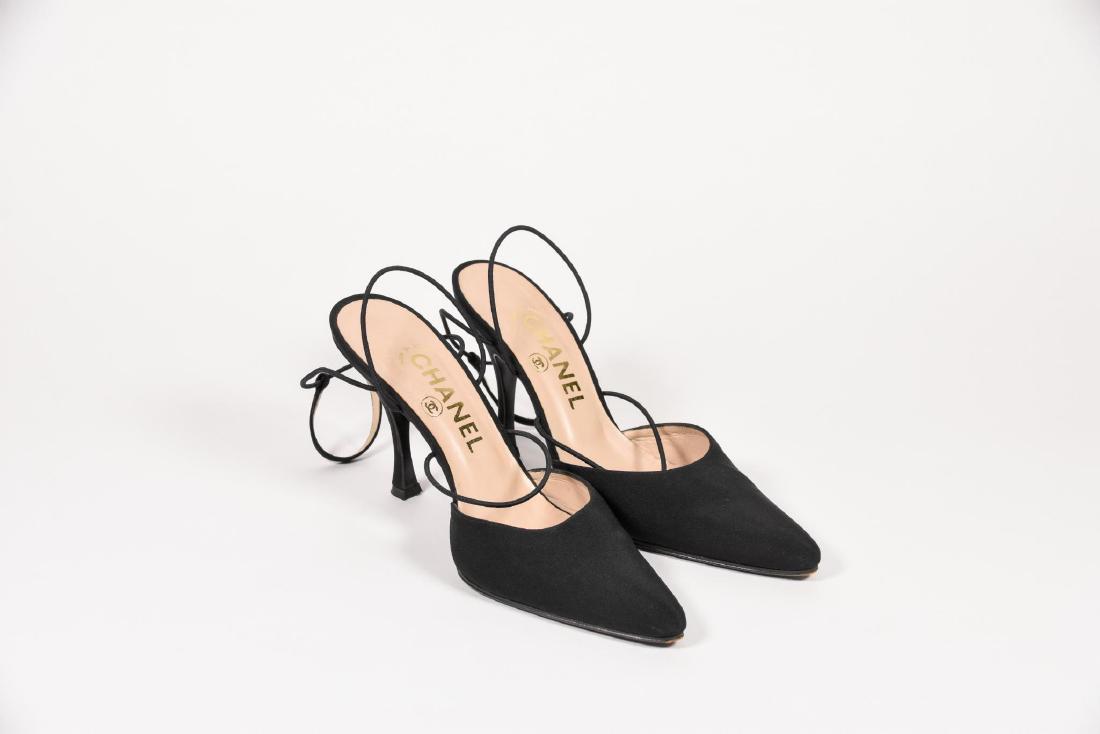 Chanel Black Canvas Slingback Pumps (1 of 5)