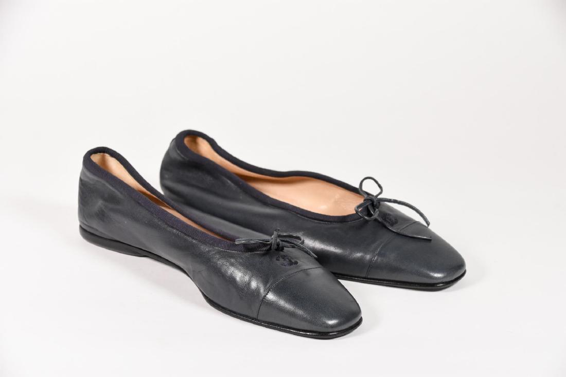 Chanel CC Black Matte Leather Flats (1 of 5)