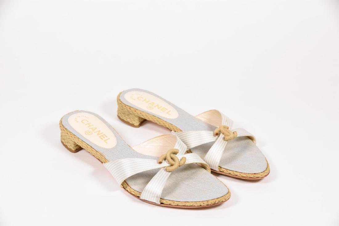 Chanel Satin Slide Sandals (1 of 5)