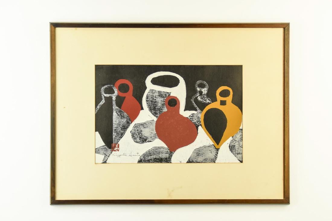 Kiyoshi Saito (1907-1997) Rare "Doki" Woodblock Print: Kiyoshi Saito (1907-1997) Rare "Doki" woodblock print in frame. DATE: 1950's. SIGNATURE: Kiyoshi Saito. CONDITION: Good. CONDITION REPORT: Matting has minor marks. Frame is in good c